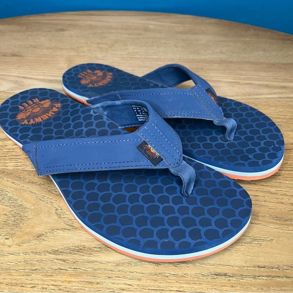 Faherty x Reef Eva Sandal EVA Sole Flip Flop Navy Blue Orange Men’s Size 9